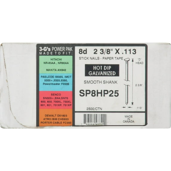 Pro-Fit Stick Nail GRSP8DHG - 2-3/8 In, Nail Trim Large Stick