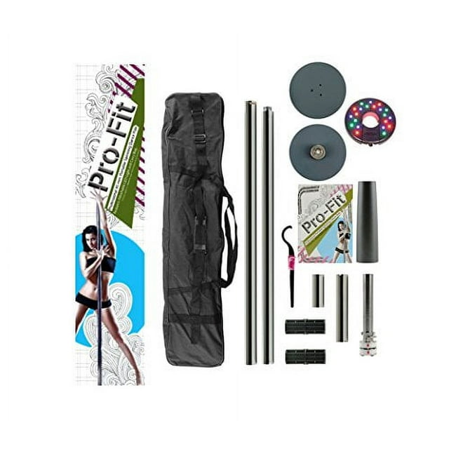 Pro-Fit 45mm Professional Portable Spinning Dance Pole with attachable LED Dance Light and Carry Bag