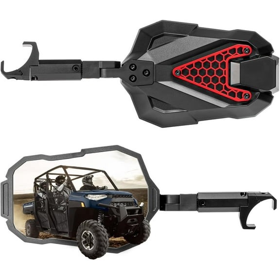 Pro-Fit UTV Rear Side View Mirrors Billet Aluminum 360° Adjustable Compatible with Polaris Ranger General Pro XD Can-Am Defender Commander Maverick CFMOTO