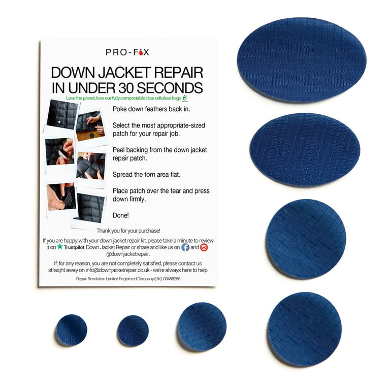 Self-Adhesive Down Jacket Repair Patches - Dark Blue SEE VIDEO (UK Seller)