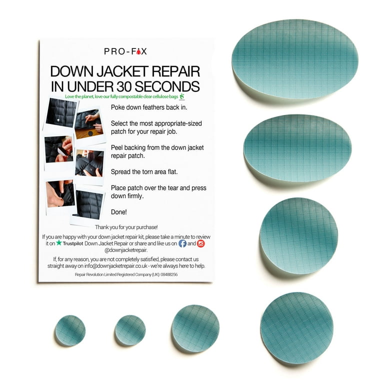 Pro-Fix Self-Adhesive Down Jacket Repair Patches - Light Gray 