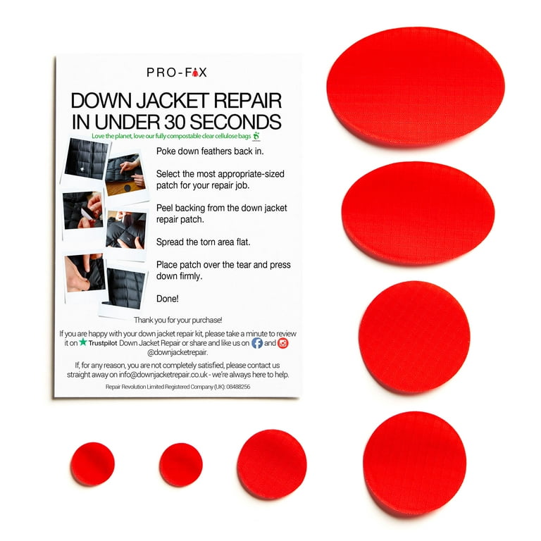 Pro-Fix Self-Adhesive Down Jacket Repair Patches - Red