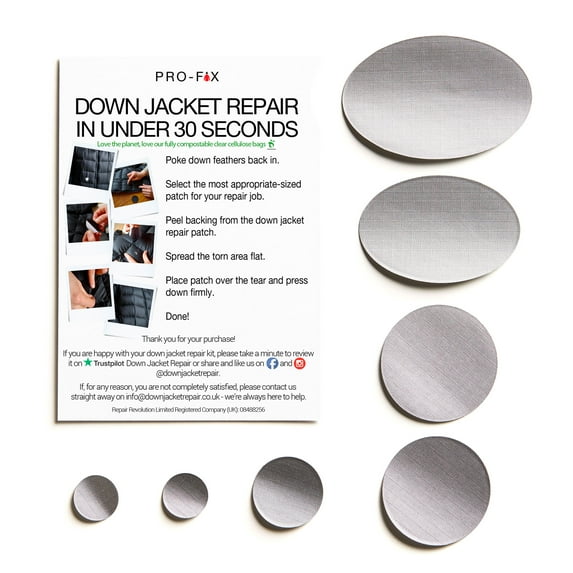 Pro-Fix Self-Adhesive Down Jacket Repair Patches - Silver