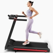 Folding Treadmill with Incline, 350 lbs Capacity Treadmill with Bluetooth, Powerful 3.5 HP Motor Walking Pad for Home & Office(Red)