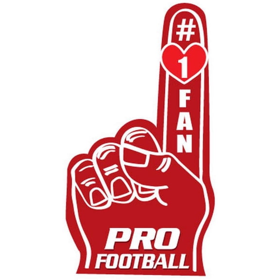 Pro Football Number One Fan Finger - Postcard Sized Vinyl Sticker 6" x 3.25"