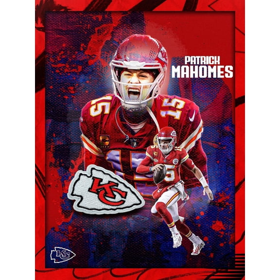 Pro Football Wall Art Kansas City Chiefs Star Quarterback Patrick Mahomes Dynamic Game Moment Decor Size 24x36 Unframed Poster