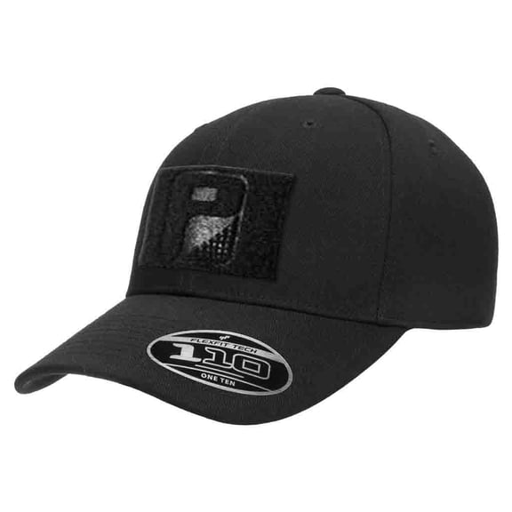 Pro-Formance Flexfit 110 Hook and Loop Adjustable Hat by Pull Patch | Curved Bill Cap with 3x2 Inch Loop Panel for Removable Morale Patches (Black)