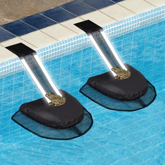 Pro Frog Animal Life Saver Saving Escape Ramp Bridge Ladder for Swimming Pool Floating Small Wildlife Critter Duck Duckling Lily Pads Rescue Float Log Creature Pool Maintenance (Black-2Pack)