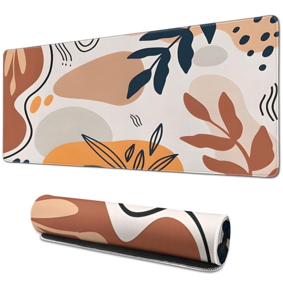 Pro Gaming Experience with Large Mouse Pad - Abstract Art Design, Non-Slip Rubber Base, Waterproof - Perfect Office Laptop Accessory - Modern Boho Leaves - Extended Desk Mousepad - 31.5 X 11.8 Inch