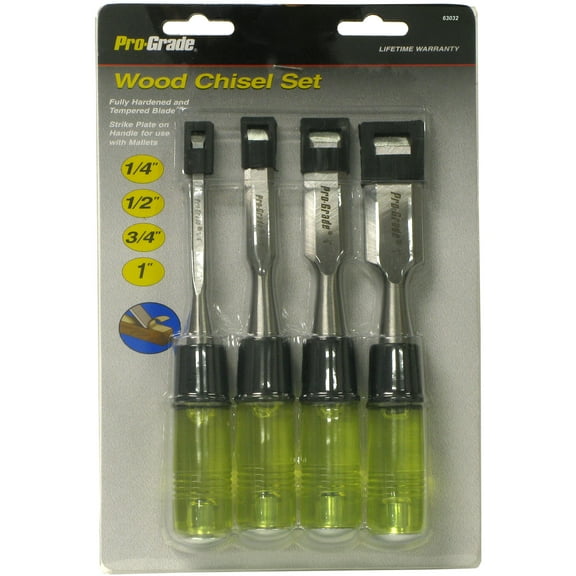 Pro-Grade 1/4 in. W Wood Chisel Set 4 pc