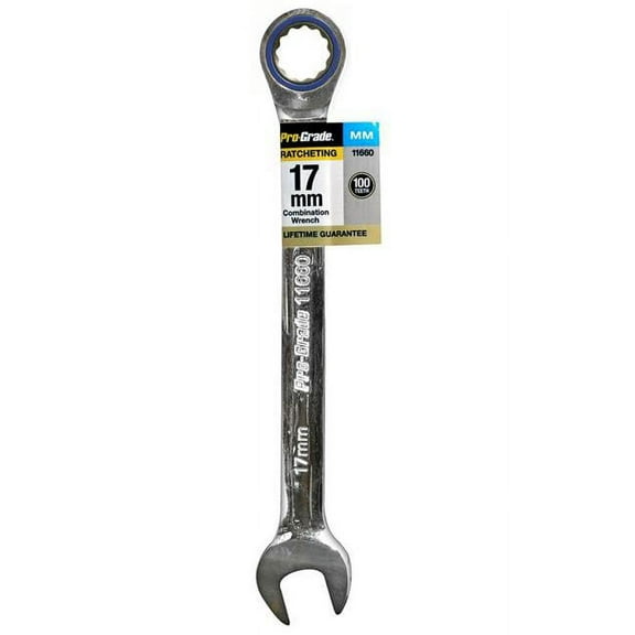 Pro-Grade 16mm Ratcheting Combination Wrench, Chrome Vanadium Steel, Full Polish Finish, 11659