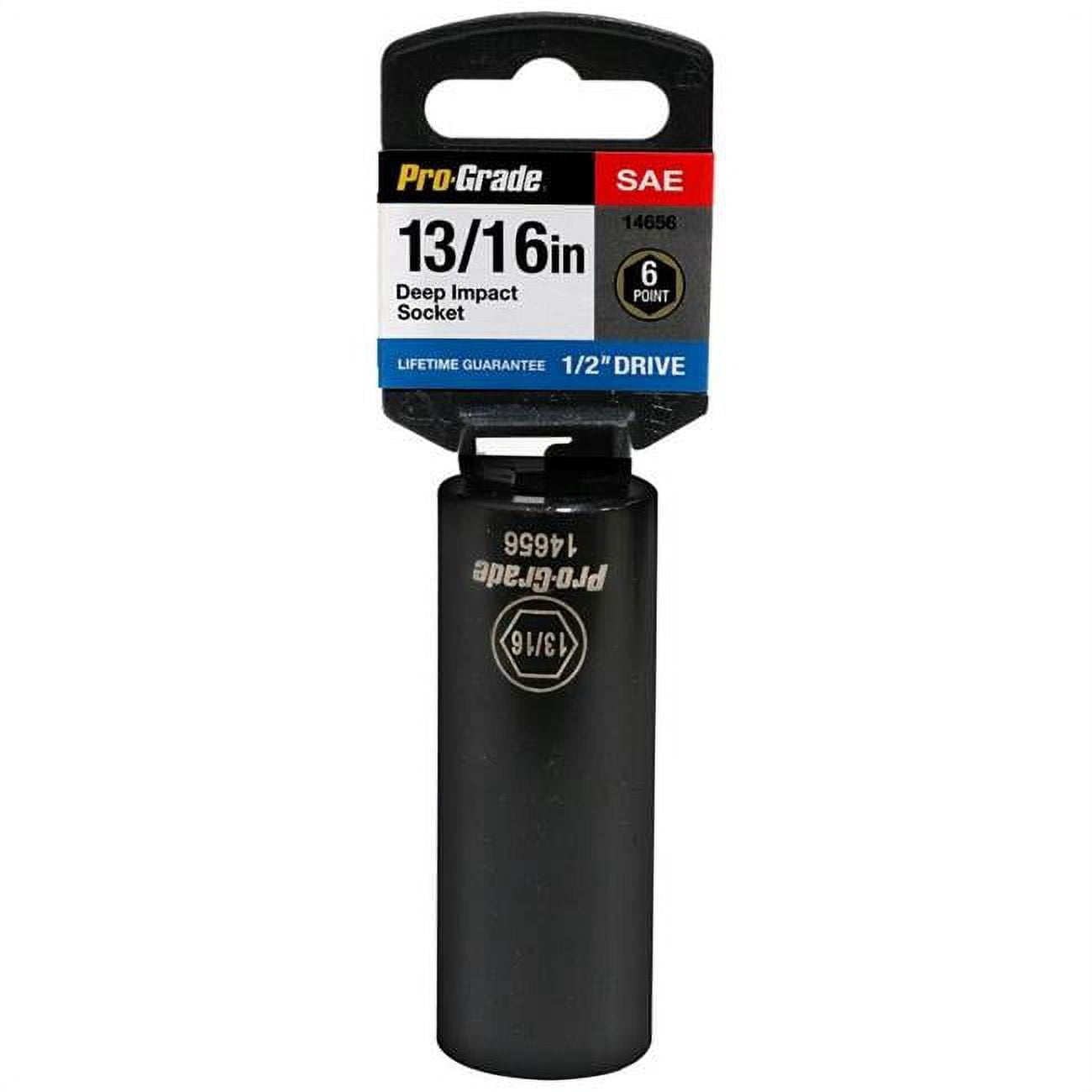 Pro-Grade 14656 1/2-Inch Drive 6-Point Deep 13/16-Inch Impact Socket – Chrome Vanadium With Dyna-Drive
