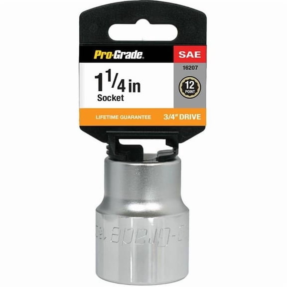 Pro-Grade 3/4in Drive 12 Pt. 1-3/16in Socket, Chrome Vanadium, Chamfered Edge, Dyna Drive, 16206