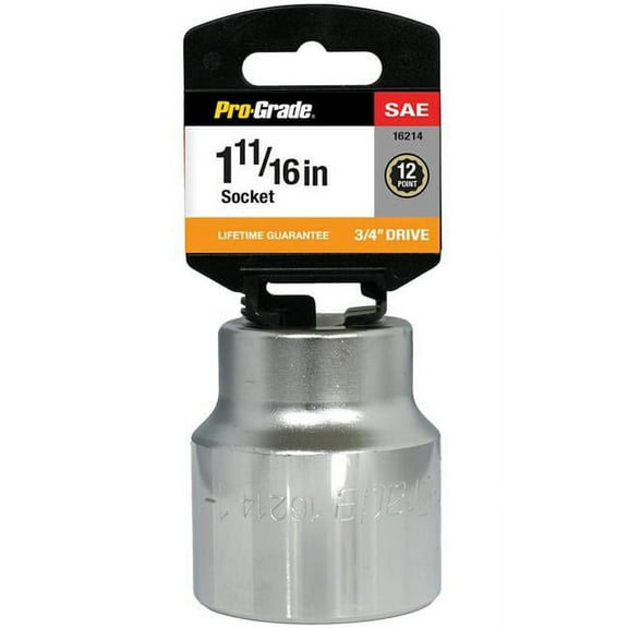 Pro-Grade 3/4in Drive 12 Pt. 1-5/8in Socket, Chrome Vanadium, Chamfered Edge, Dyna Drive, 16213