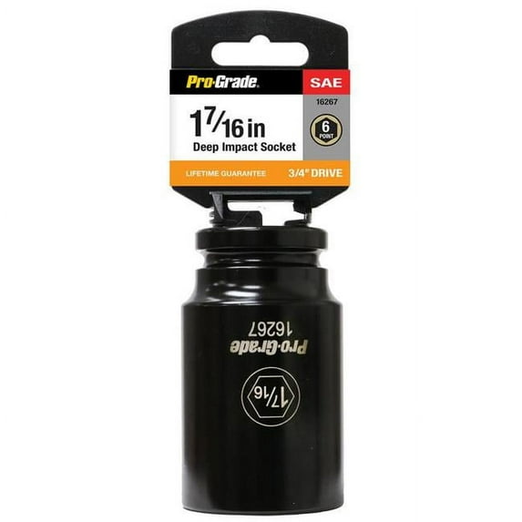 Pro-Grade 3/4in Drive 6 Pt. 1-3/8in Deep Impact Socket, ED Black, 16266
