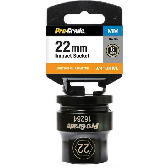 Pro-Grade 16284 0.75 in. Drive x 22 mm 6 Point Impact Socket