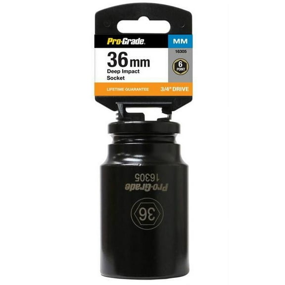 Pro-Grade 3/4in Drive 6 Pt. 35mm Deep Impact Socket, ED Black, Cr-V Steel, 16304