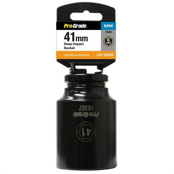 Pro-Grade 3/4-Inch Drive 6-Point 38mm Deep Impact Socket, Chrome Vanadium Steel, Black EDP Finish, Model 16306
