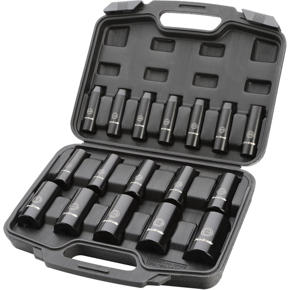 Pro-Grade 17 PIECE 1/2" DRIVE SAE DEEP IMPACT SOCKET SET