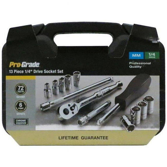 Pro-Grade 13pc 1/4" SAE Mechanics Tool Set, Chrome Vanadium, 19204