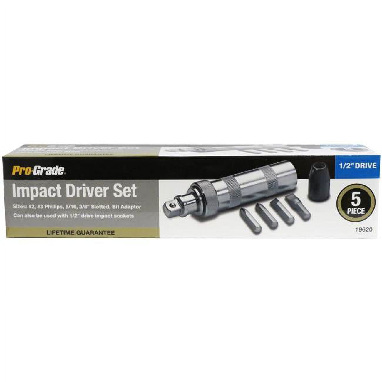 Pro-Grade 7pc 1/2" Deep Metric Impact Socket Set w/ Rail, Chrome Vanadium, Nickel Chrome, 19616