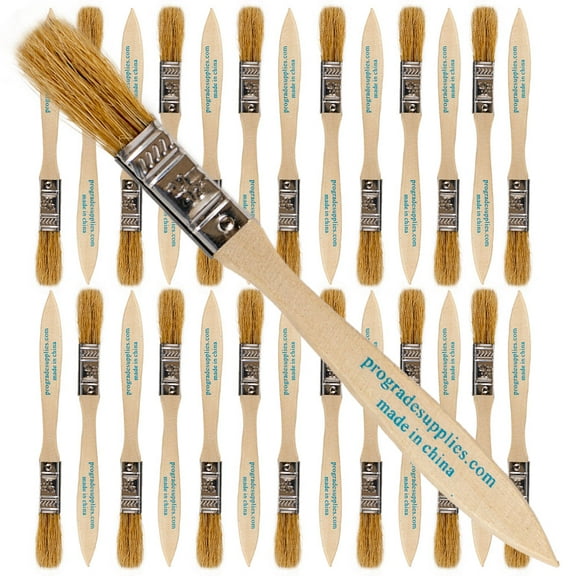 Pro Grade Chip Brush, 0.5-inch, 24 Pack Natural China Bristle Paintbrush Set