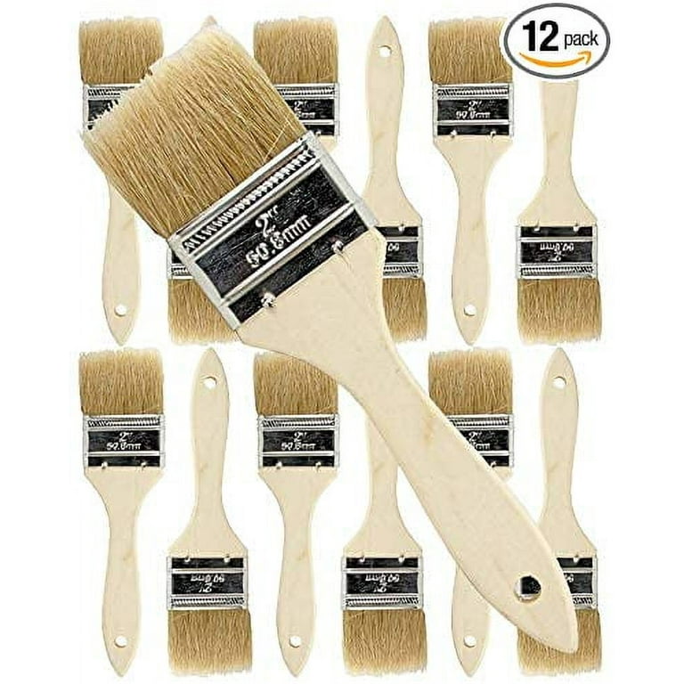 Pro Grade Chip Brush, 2 inch Professional Paint Brushes, 12 Pack Natural  China Bristle Paintbrush Set