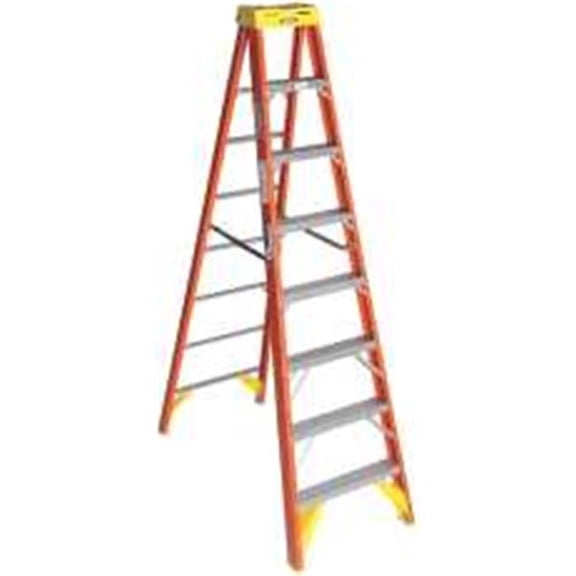 Pro Grade Fiberglass Step Ladder - Yellow - 8Ft - 1A Rating - 300 lb Load Capacity