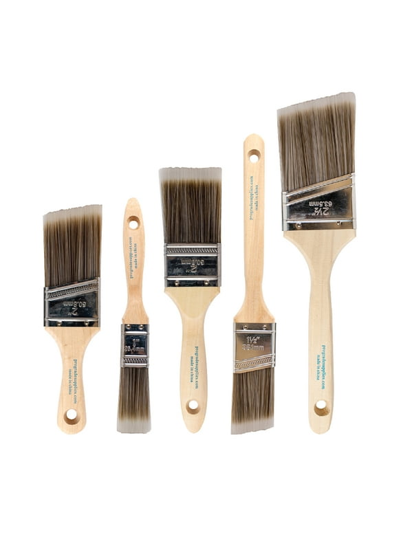Pro Grade Home Wall / Trim House Paint Brush Set - for Cabinet Decks Fences Interior Exterior & Commercial Paintbrush
