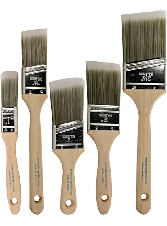 Pro Grade Premium Paint Brushes, 5 Piece Variety Set, Interior/Exterior Painting