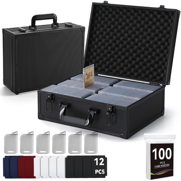 Pro-Grade Trading/Sports Card case with Sheet Protectors, Holds 1200+ 35PT 3"x4" Toploaders,Top Loading Clear Cover, Portable for Comic Con & TCG Events