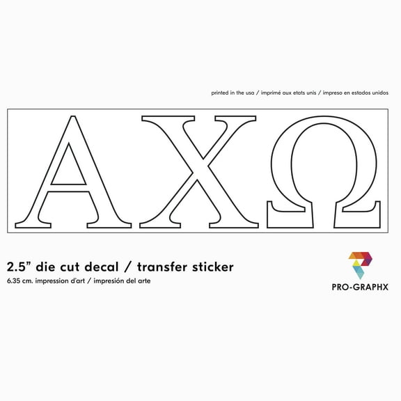 Pro-Graphx Alpha Chi Omega Greek Sorority Sticker Decal, 2.5 Inches Tall, White