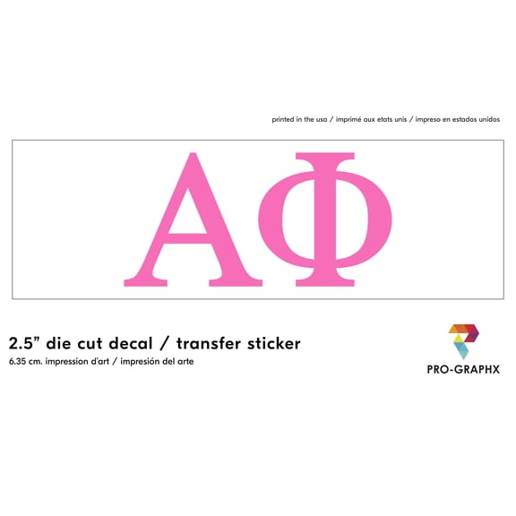 Pro-Graphx Alpha Phi Greek Sorority Sticker Decal, 2.5 Inches Tall, Pink