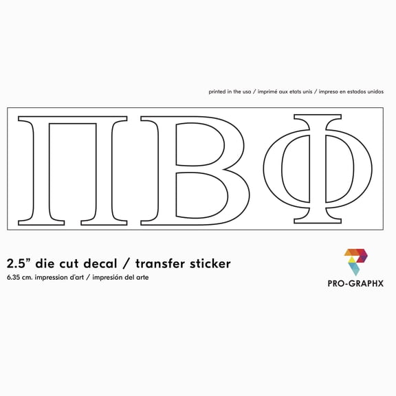 Pro-Graphx Pi Beta Phi Greek Sorority Sticker Decal, 2.5 Inches Tall, White