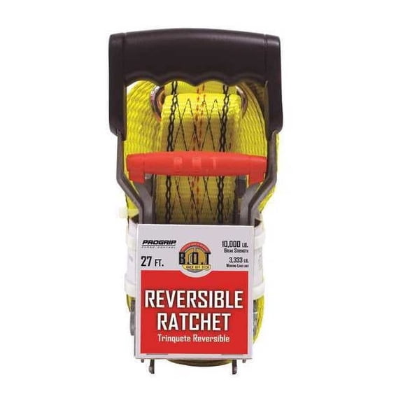 Progrip Cargo Control Tie Down Strap,Flat-Hook,Yellow 310081