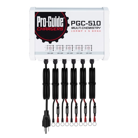 Proguide Batteries PGC-510 Pro Guide Pgc-510 5-bank 5x12v 10a Lead Acid/lifepo4 On Board Charger, Ip68