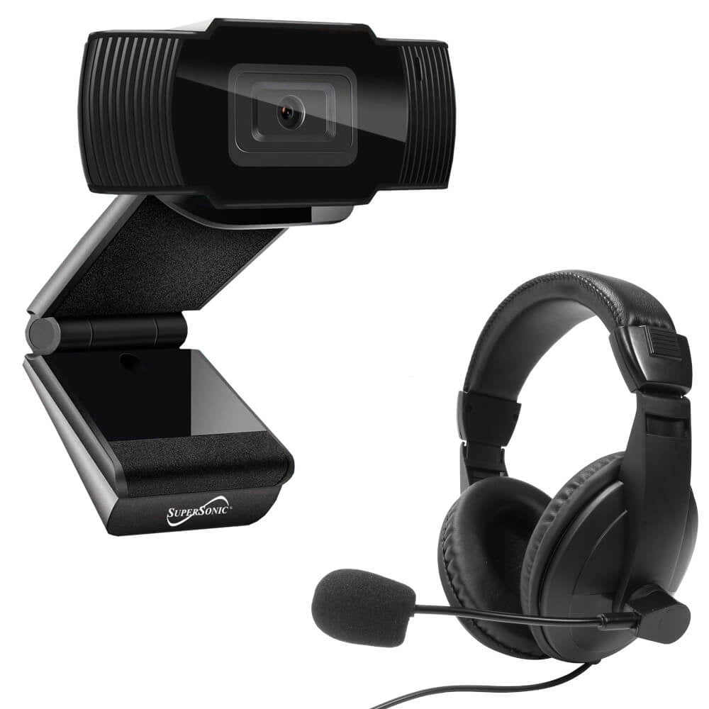 Camera Headset Supersonic SC-942WCH PRO HD Webcam and Stereo Headset, 1080P HD Webcam ...