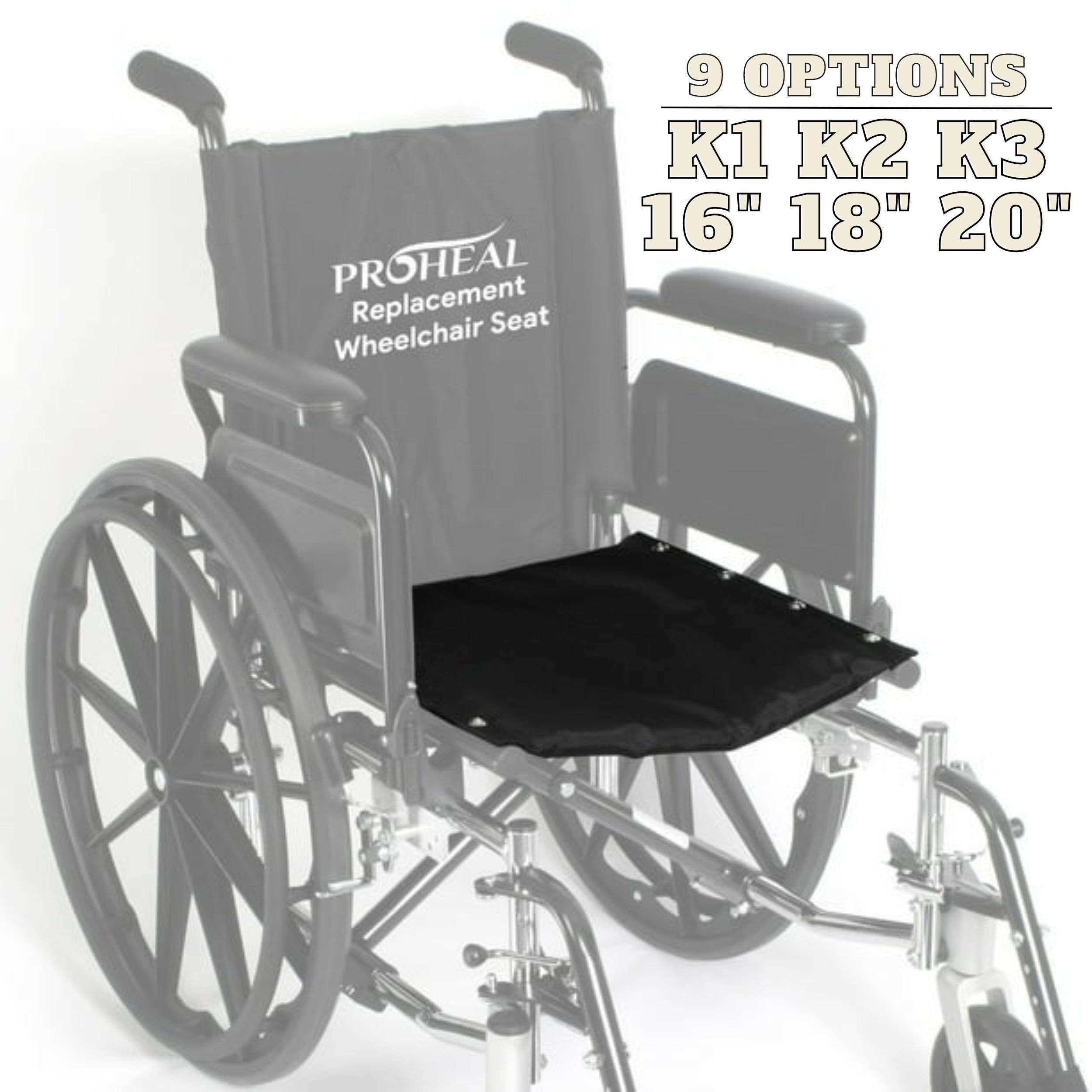 Pro Heal Wheelchair Seat Replacement - Supportive Padded Seat - K2