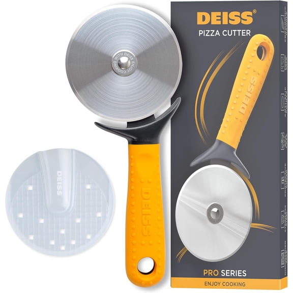 Pro Heavy Duty Pizza Cutter With Wheel Slicer- Stainless Steel Sharp Smooth Pizza Cutter Wheel With Easy Grip Non-Slip Handle, Dishwasher Safe (ORANGE)