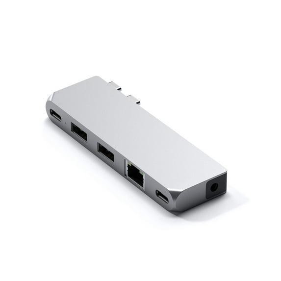 Satechi 6-In-1 Dual USB Type-C Pro Hub Mini for Select Apple MacBook Pro & MacBook Air, Silver