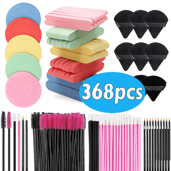 Pro Hygiene & Efficiency Makeup Kit: 120 Compressed Sponges & 248 Disposable Applicators for Flawless Face & Body Application
