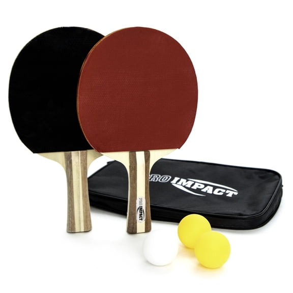 Pro Impact Ping Pong Set – 2 Wooden Paddles, 3 Table Tennis Balls & Carry Case – Indoor/Outdoor Racket Kit for Beginner & Intermediate Players, Kids & Adults