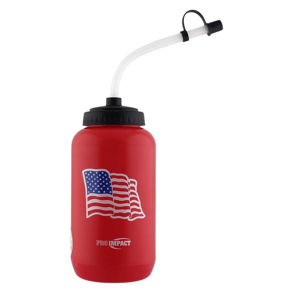 Pro Impact Squeezable Water Bottle Bendable Long Straw - LDPE BPA Free Plastic - Hydration for Baseball Hockey Gym MMA Yoga Boxing Cycling Softball Football Lacrosse (35.5 Oz.)