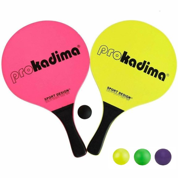 Pro Kadima Paddle Set Plus Smashballs Bundle (Neon Pink & Neon Yellow)