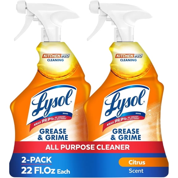 Pro Kitchen Spray Cleaner and Degreaser, Antibacterial All Purpose Cleaning Spray for Kitchens, Countertops, Ovens, and Appliances, Citrus Scent, 22oz (Pack of 2)