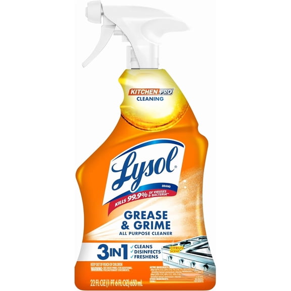 Pro Kitchen Spray Cleaner and Degreaser, Antibacterial All Purpose Cleaning Spray for Kitchens, Countertops, Ovens, and Appliances, Citrus Scent, 22oz