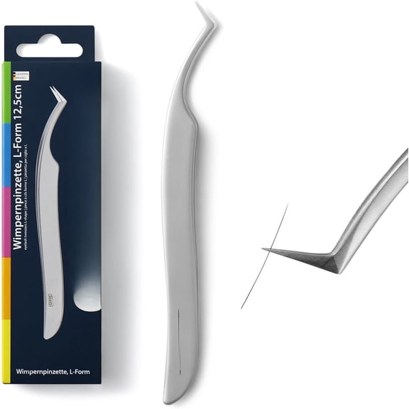 Pro Lash Tweezers for Eyelash Extensions, Professional Expert Eyelash L-shape Tweezers for Pick/Fan/Wiggle/Apply; 420 Stainless Steel Lash Tweezer for Volume & Classic Lashes