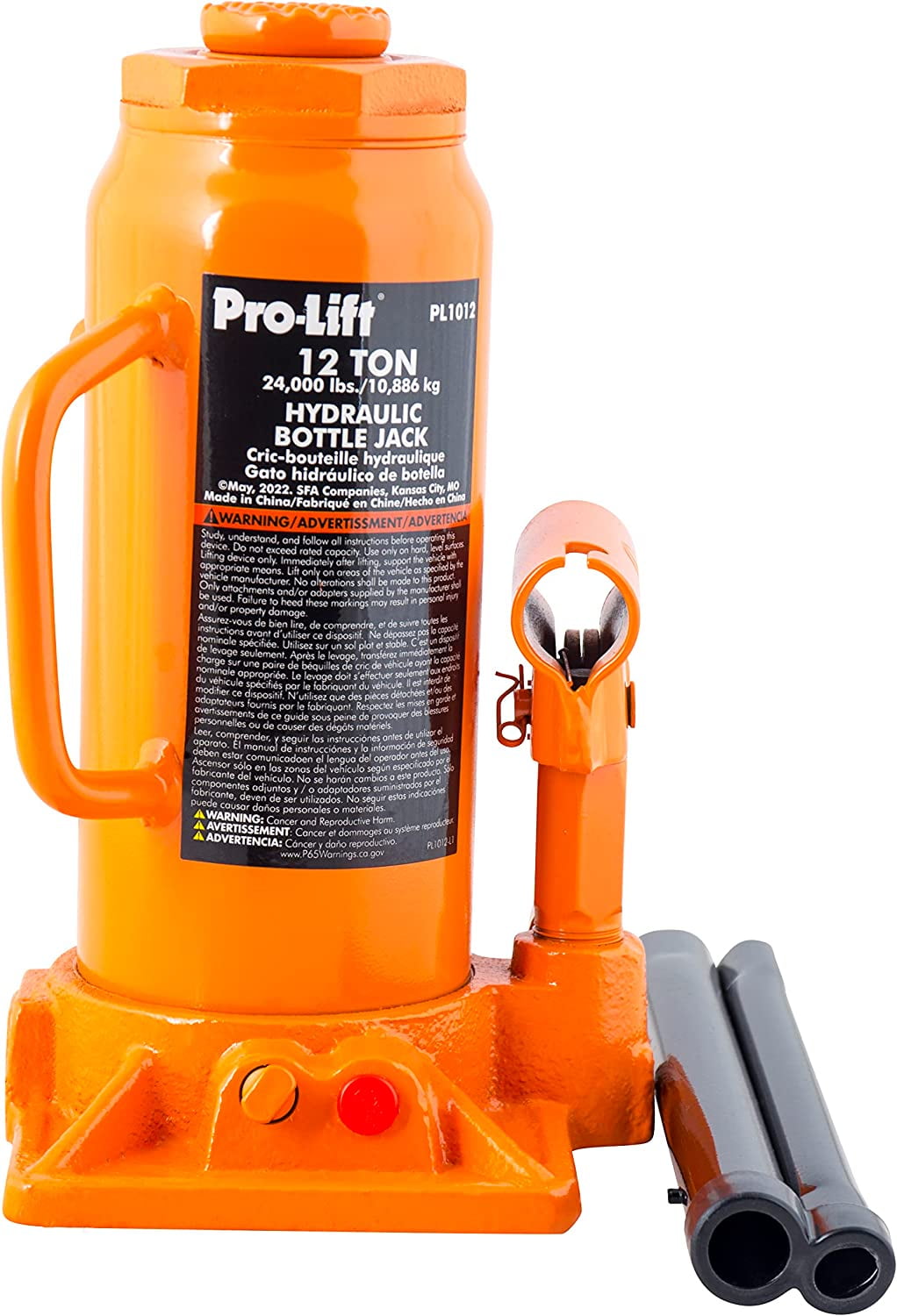 ProLift 12 Ton Hydraulic Bottle Jack Portable Car Jack 24000 Lbs