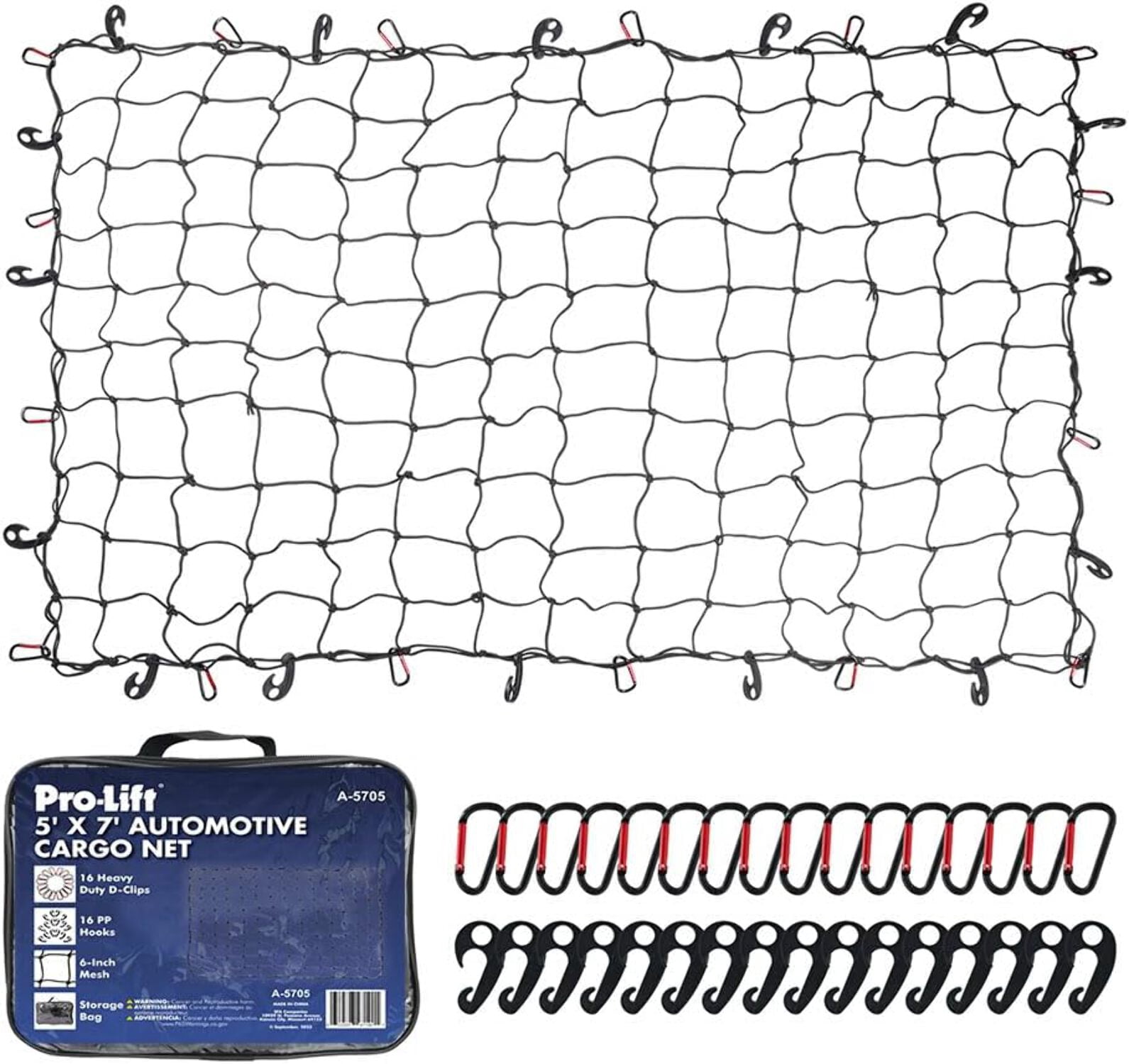 Pro-Lift 5' x 7' Cargo/Truck Bed Net for SUV, Jeep, Chevy Silverado