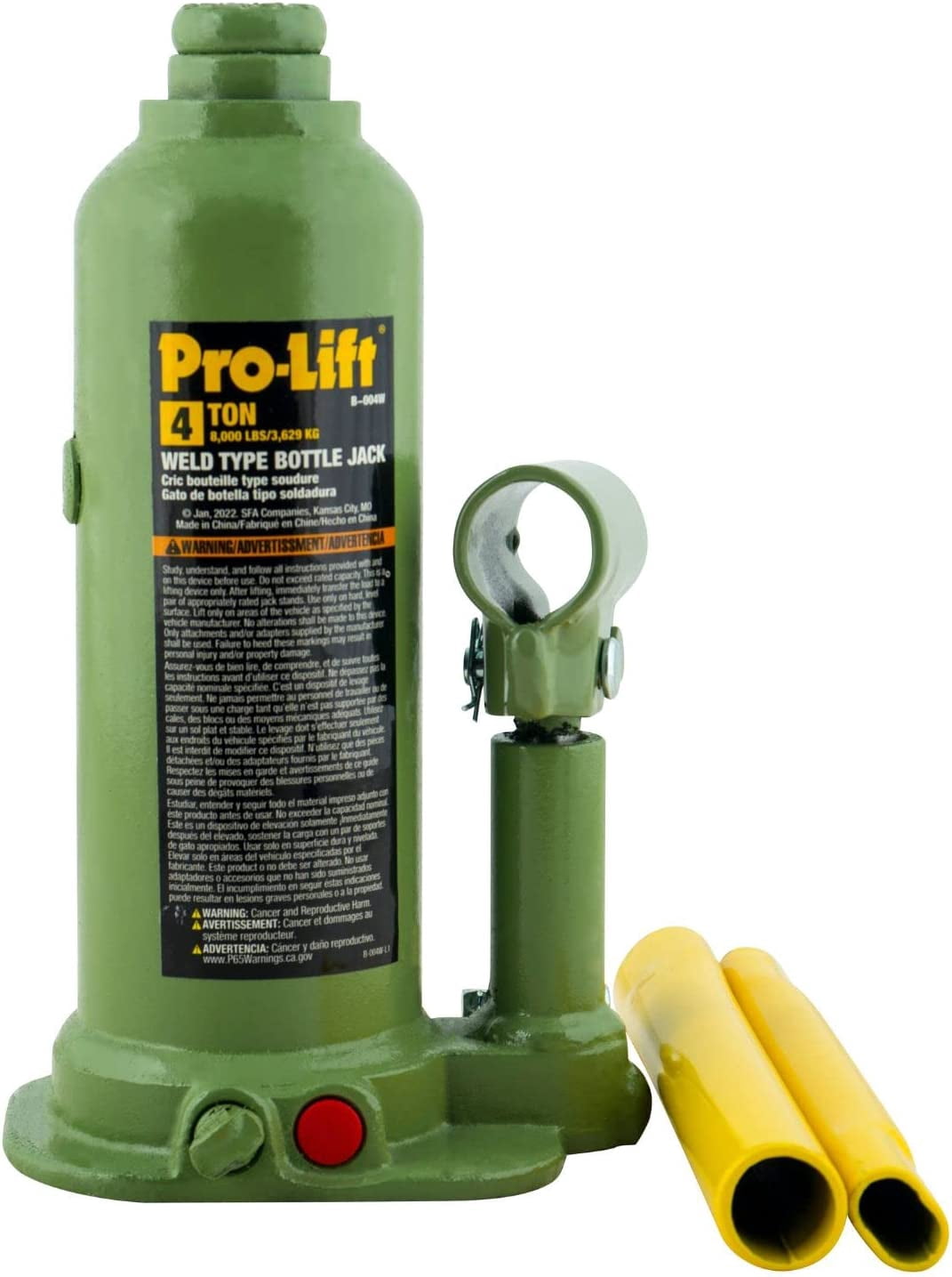 Pro-Lift B-006W 6 Ton Welded Hydraulic Bottle Jack - 12,000 Lbs Capacity